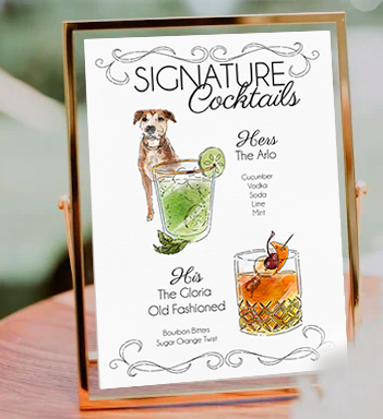 Illustrations for print on cards, menus, or stationary